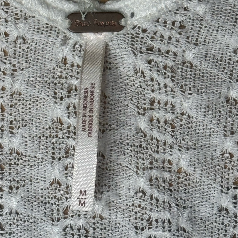 Free People Dream Girl Pointelle Knit Ivory Top- Medium - Picture 4 of 7